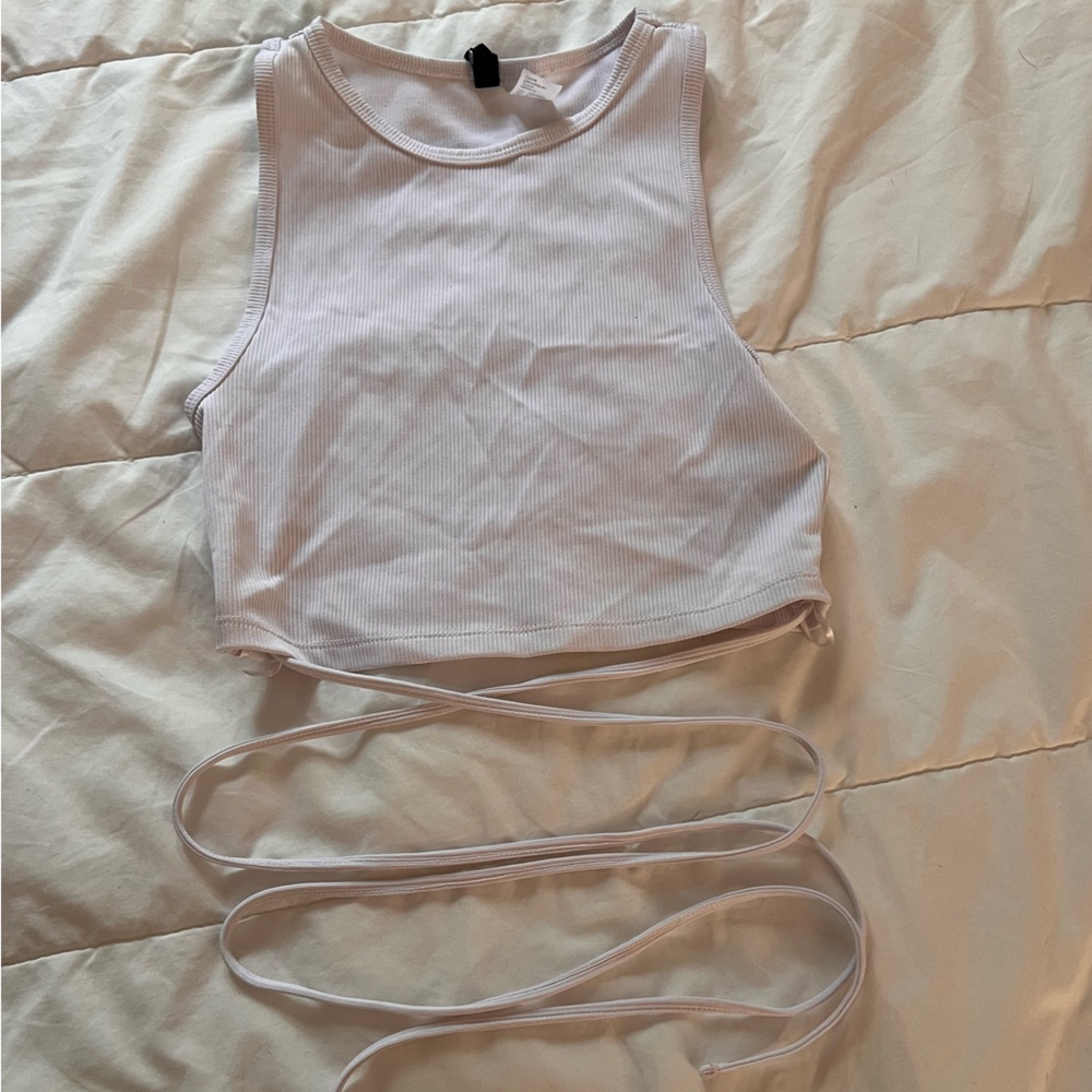 White Ribbed Tank Top